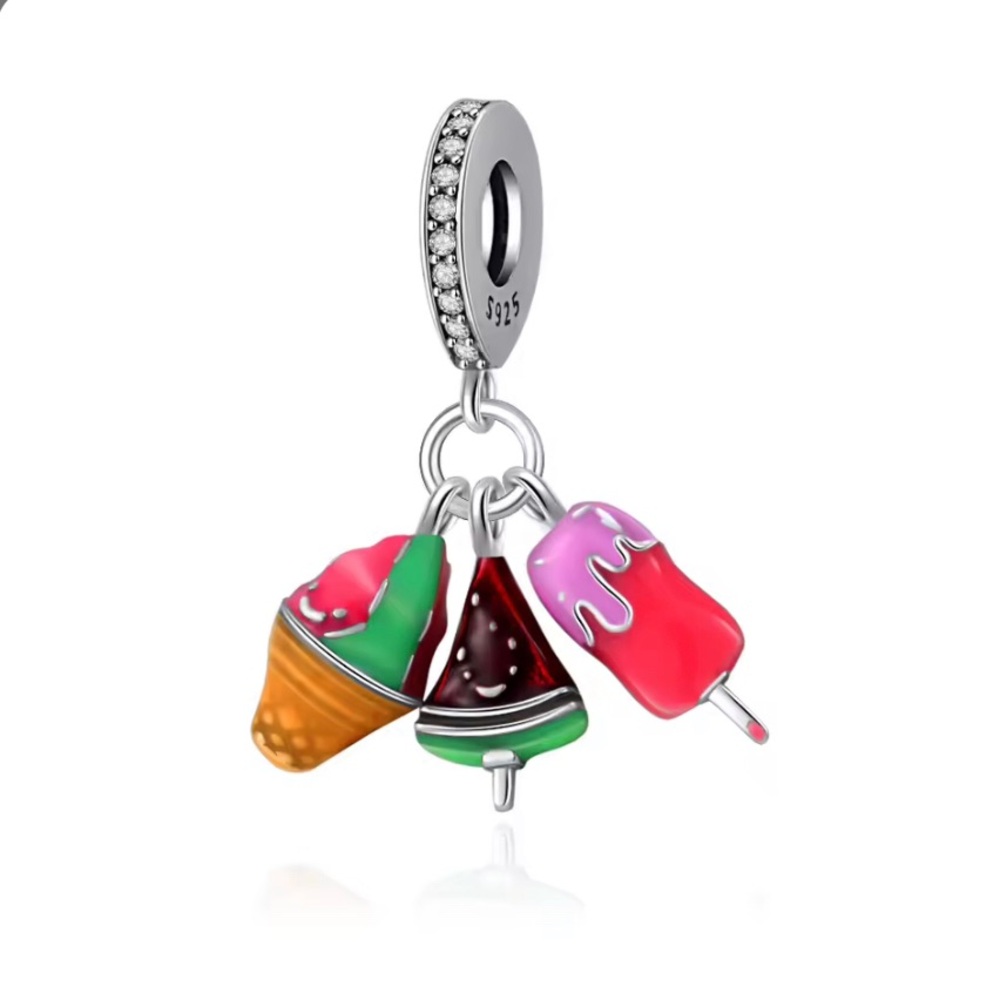 Sterling Silver Ice Cream & Popsicle Charm Pendant
